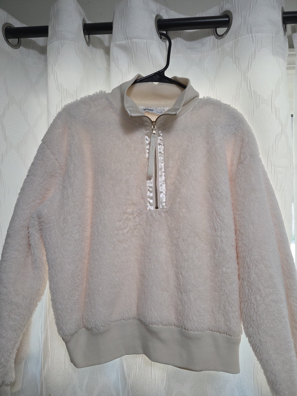 Cozy Half-Zip Sherpa Pullover Sweater - Cream